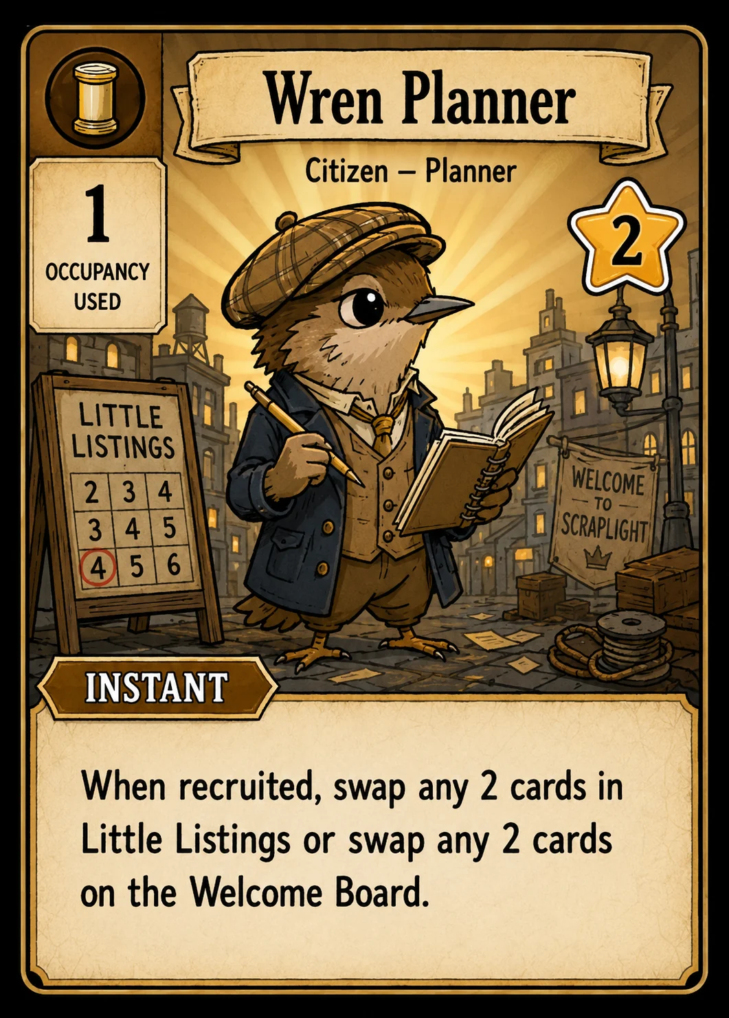 Scraplight Wren Planner citizen card